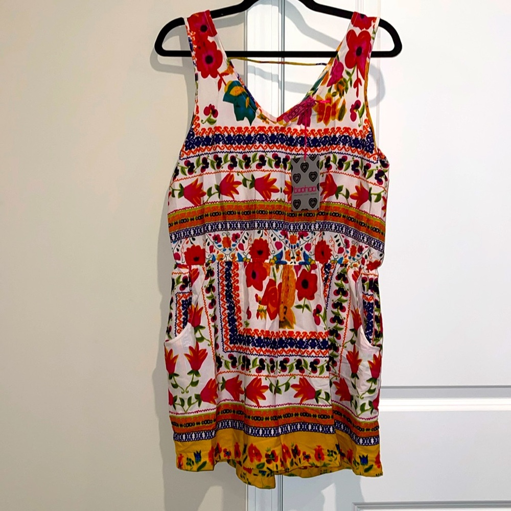 Boohoo Multi Print Jumpsuit, US 8
